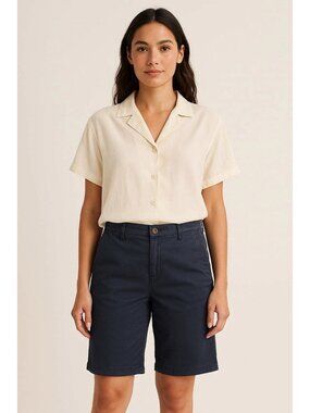 Dusty Blue Bermuda Shorts Size 14 Cotton Midrise Flat Front New W Tags